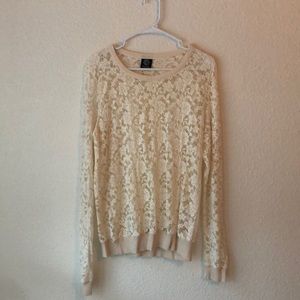 Bobeau White Lace Blouse